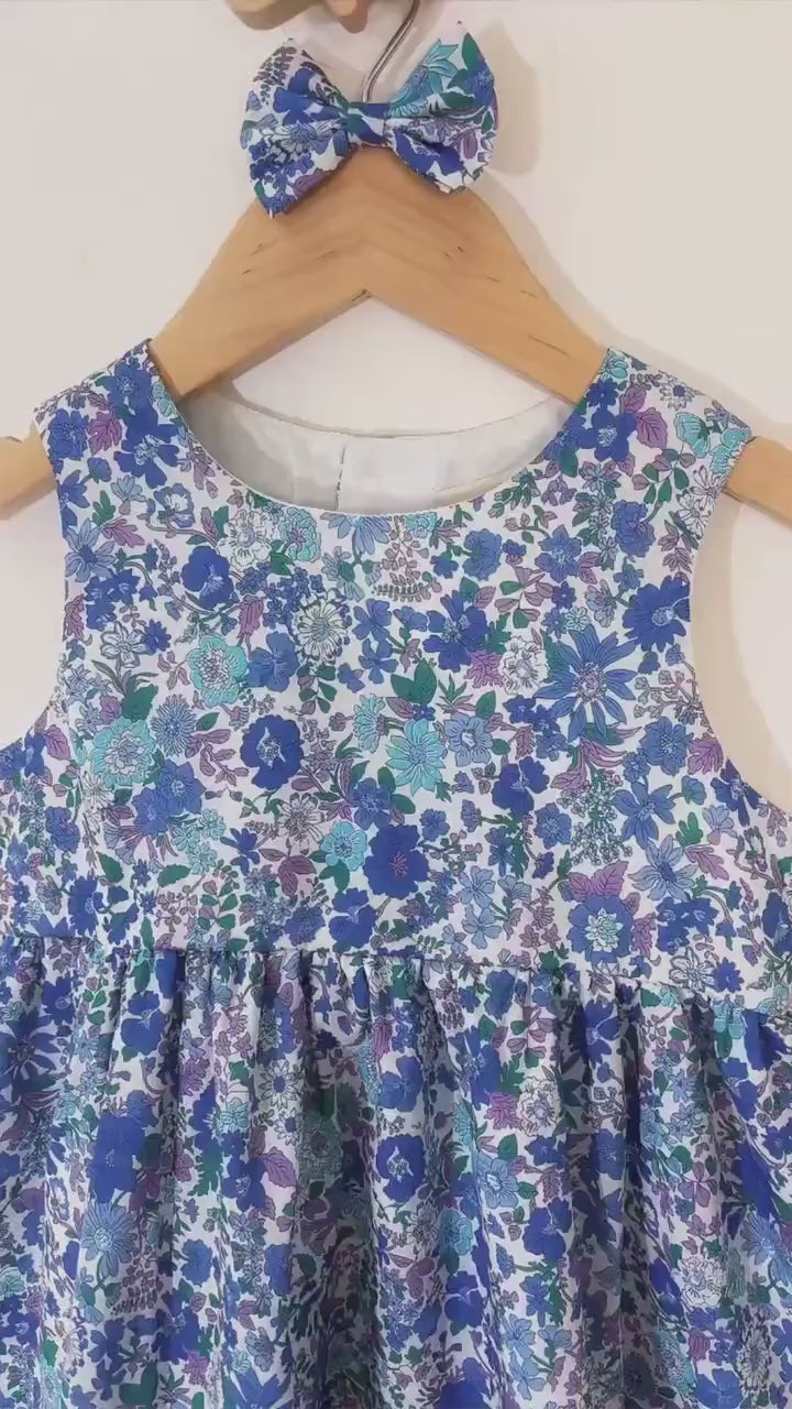 Sleeveless Liberty London Girl Dress: Ditsy Floral Print, Botanical Cotton Flower