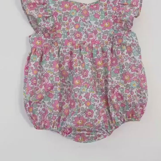 Liberty London Floral Print Baby Bubble Romper: Cotton Tana Lawn Onesie, Newborn Gift