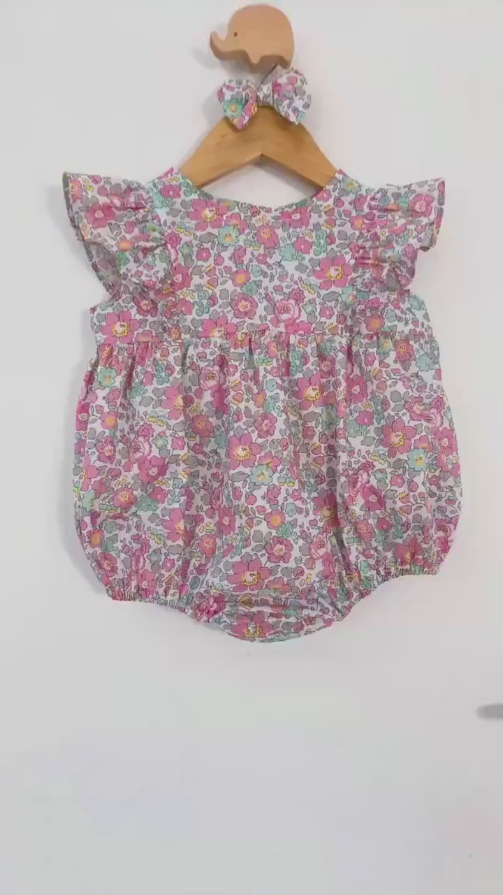 Liberty London Floral Print Baby Bubble Romper: Cotton Tana Lawn Onesie, Newborn Gift