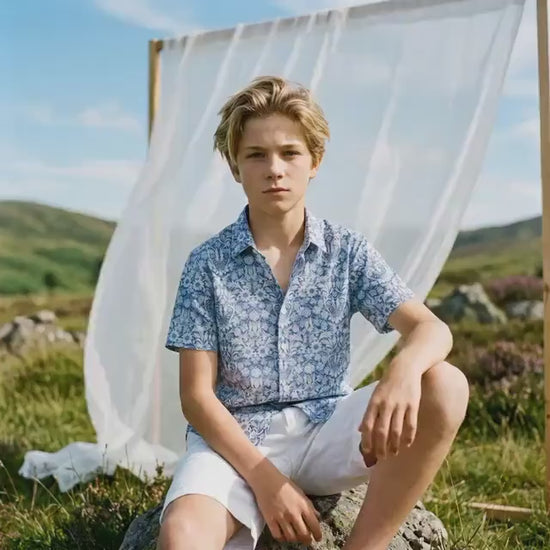 Liberty London Button-up Short-sleeved Shirt, Handmade Cotton Clothing, Tailoring Personalised Chemise, Minimalist Casual Outfits