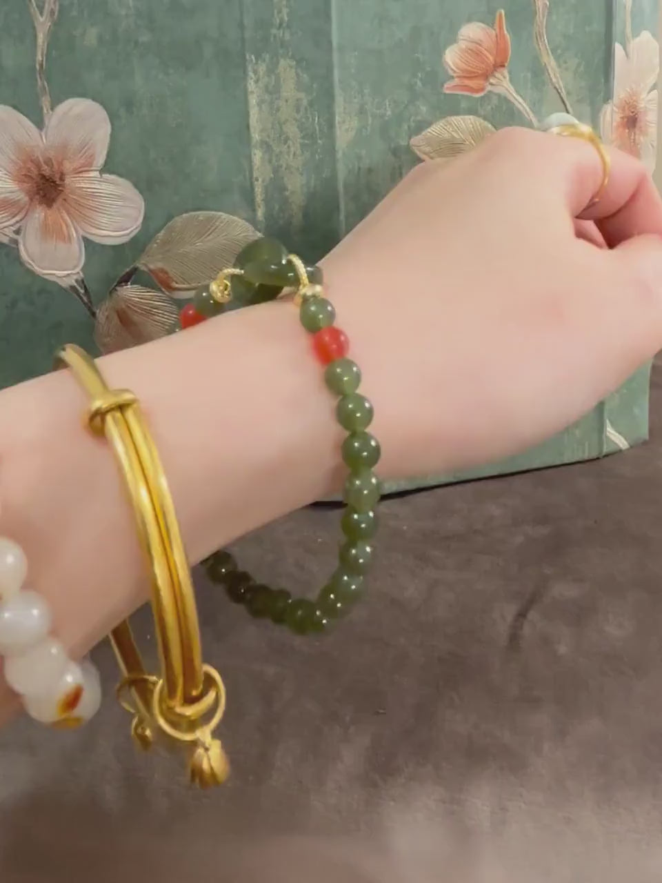 Icy Green Natural Nephrite Bracelet, Beaded Stone Accessories, Ritual Healing Bohemian Style, Handmade Accessories