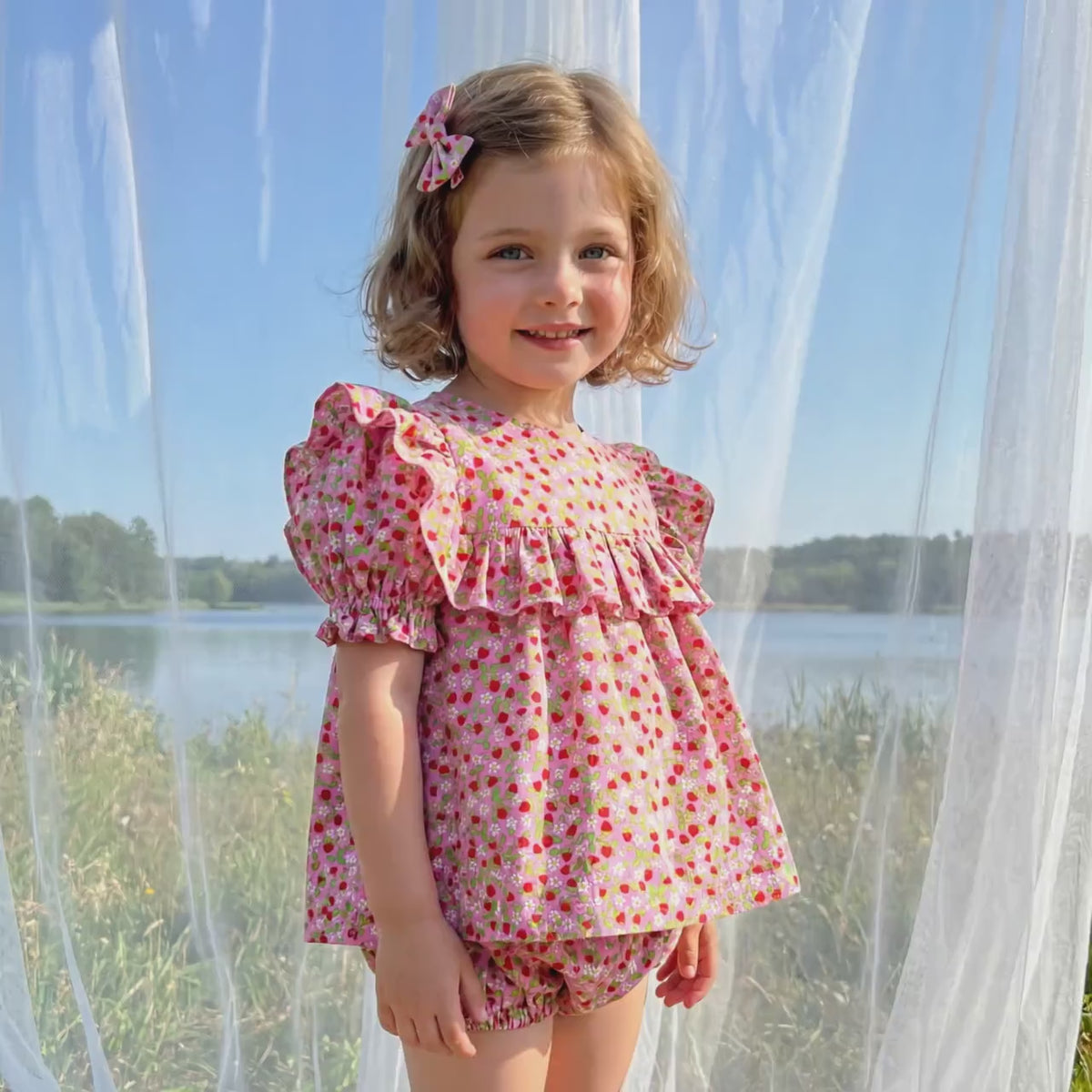 Liberty London Top Bloomer, Handmade Sustainable Children Cotton Clothing, Short-sleeved Smock Blouse, Customisable Shorts