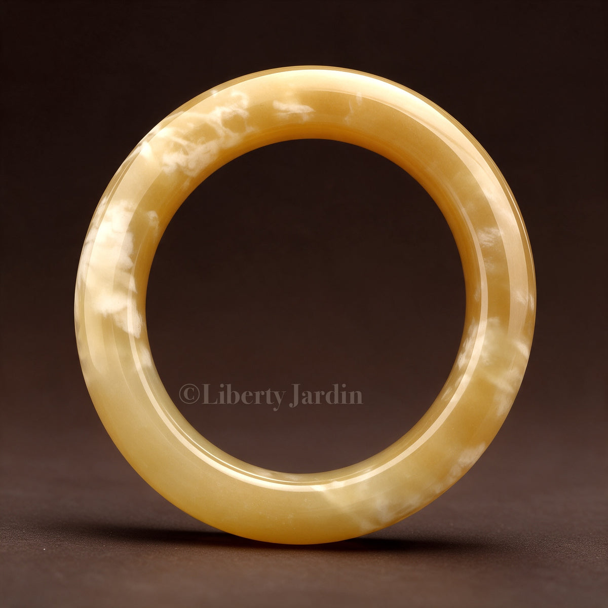 58mm Honey-Sugar Nephrite Bangle, Natural Gemstone Armband, Certified Non-treated Jade, Gender-neutral Bracelet, Handmade Jewellery